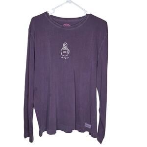 Life Is Good Coffee Mug Vintage Crusher Tee Long Sleeved Sz XL